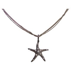 Pendentif en or noir 18K avec chaîne 14K - Diamant noir naturel de 0,65 ct, 5,3 grammes