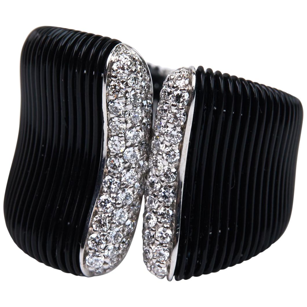 Black Gold and Diamond Band Ring For Sale