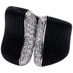 Black Gold and Diamond Band Ring