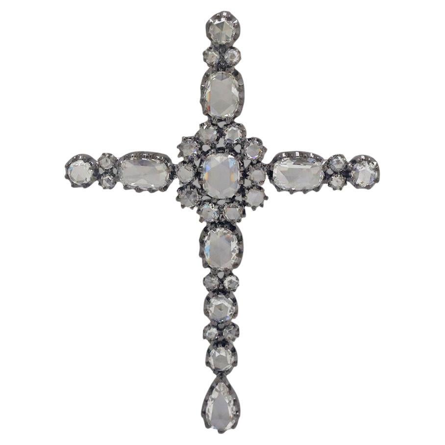 Black Gold and Diamond Cross Pendant