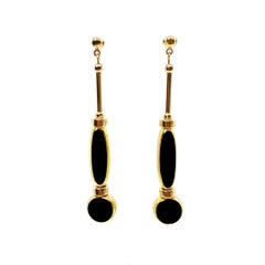 Black & Gold Art Deco German Beads Earrings