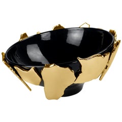 Black & Gold Bowl Bauhaus Style for Tableware, Handmade Ceramics by ACH Coll.