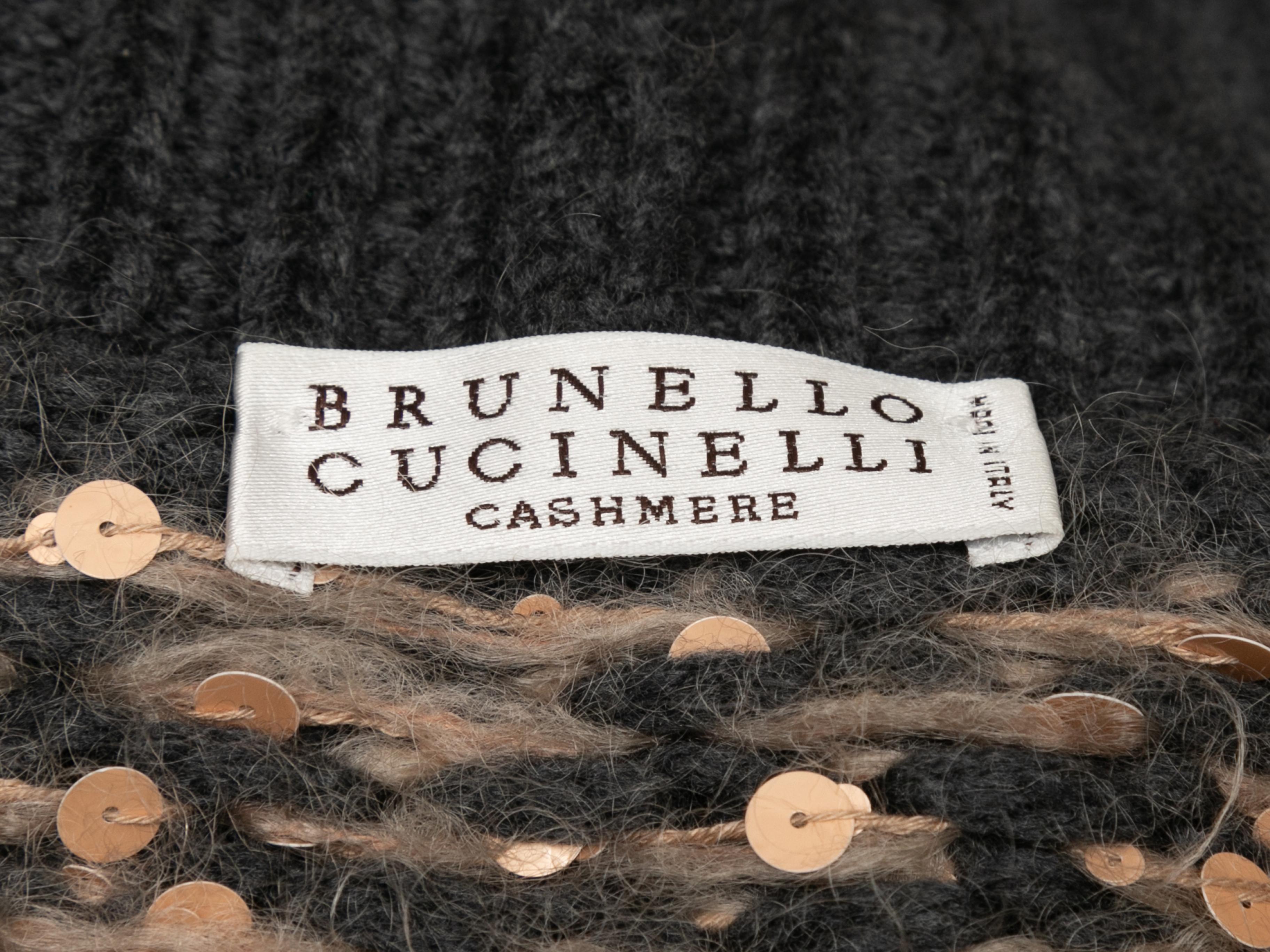 Noir et or Brunello Cucinelli Cardigan en laine vierge et cachemire Taille US M en vente 2