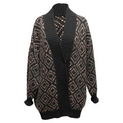 Black & Gold Brunello Cucinelli Virgin Wool & Cashmere Cardigan Size US M