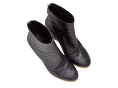 Black & Gold Chanel Cap-Toe CC Wedge Ankle Boots