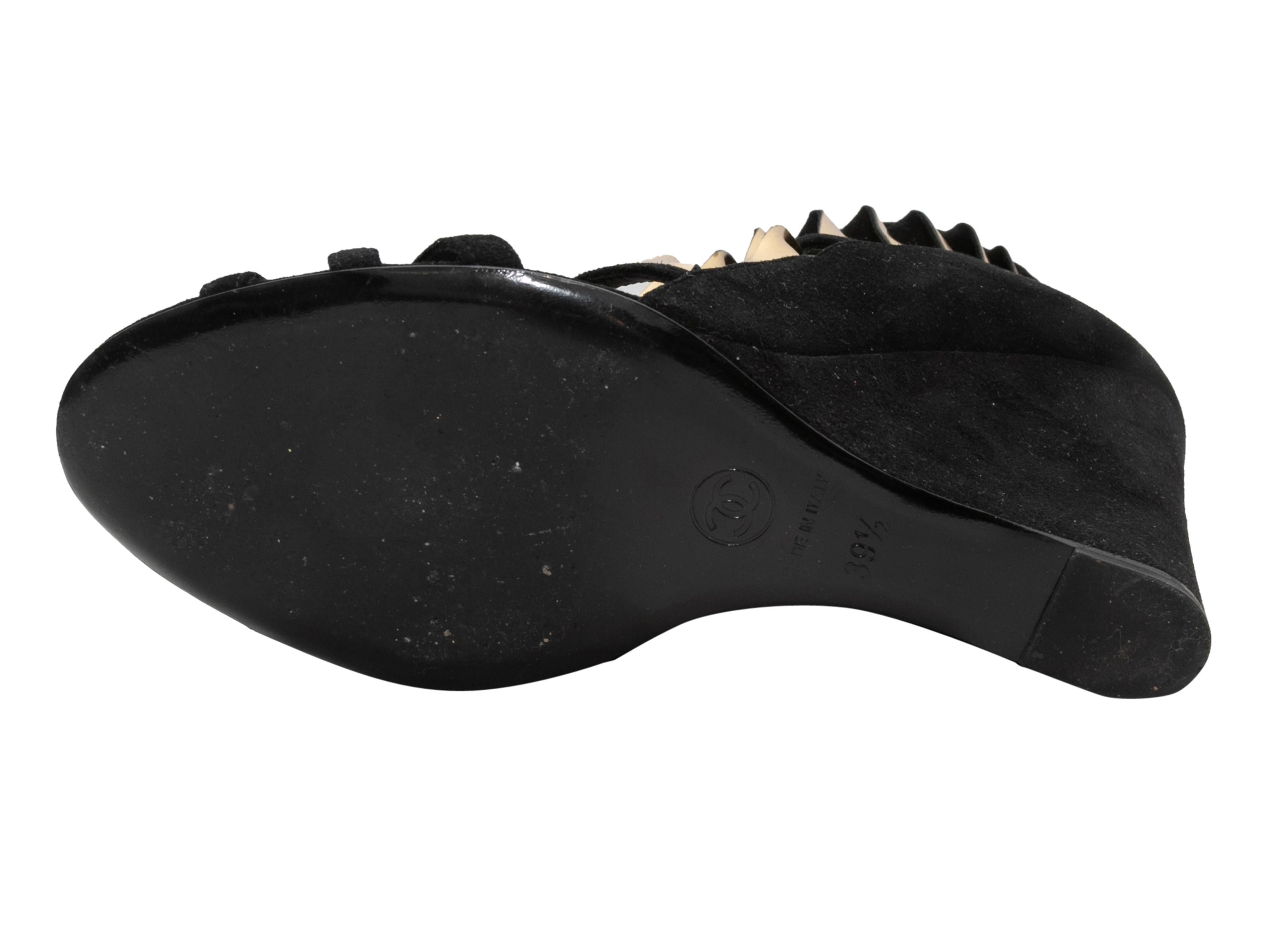 Black & Gold Chanel Cutout Wedge Heels Size 39.5 1