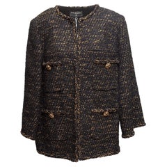 Black & Gold Chanel Wool-Blend Tweed Jacket Size FR 42