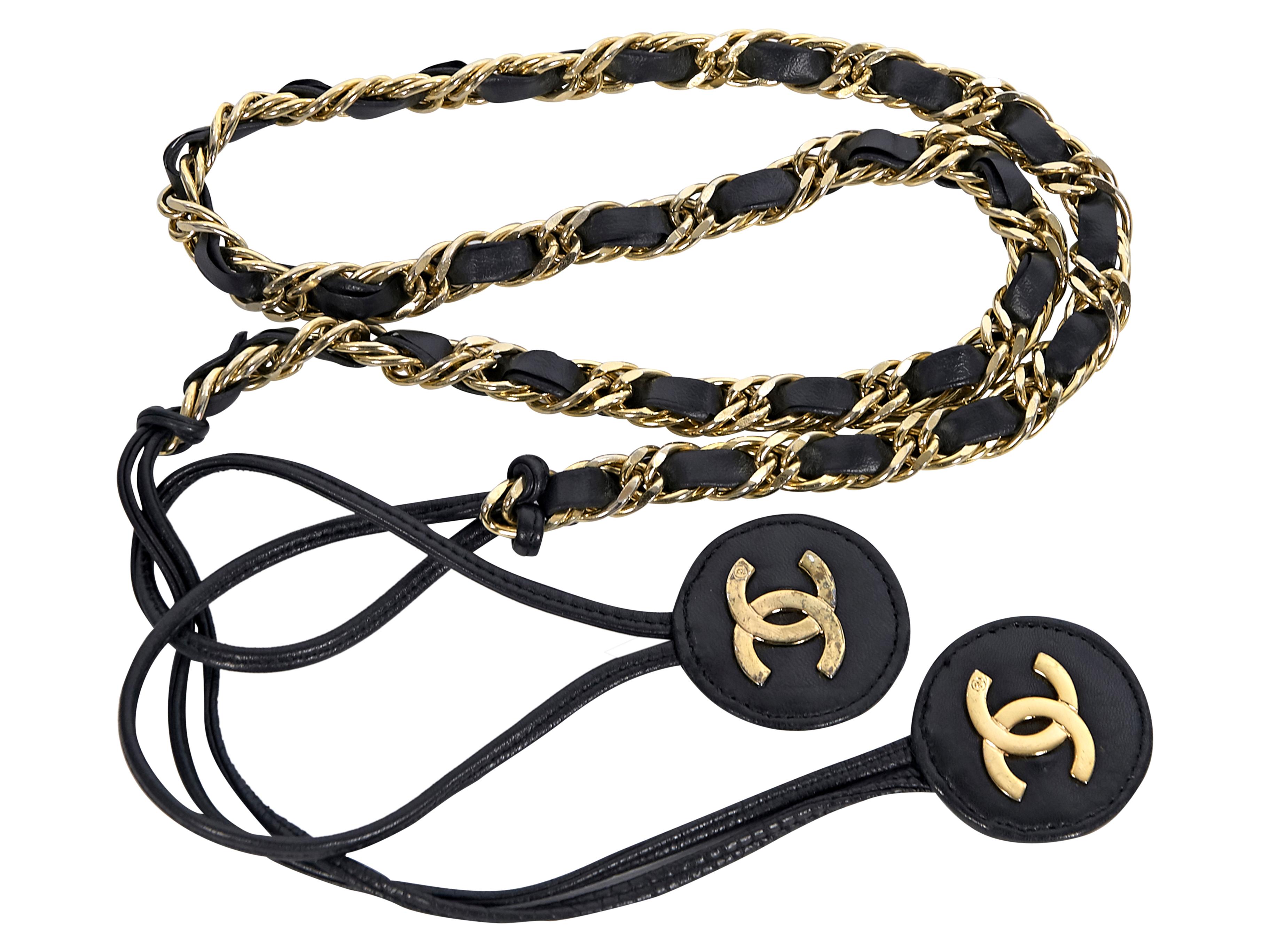Women's Chanel Black & Gold Woven Chain Belt