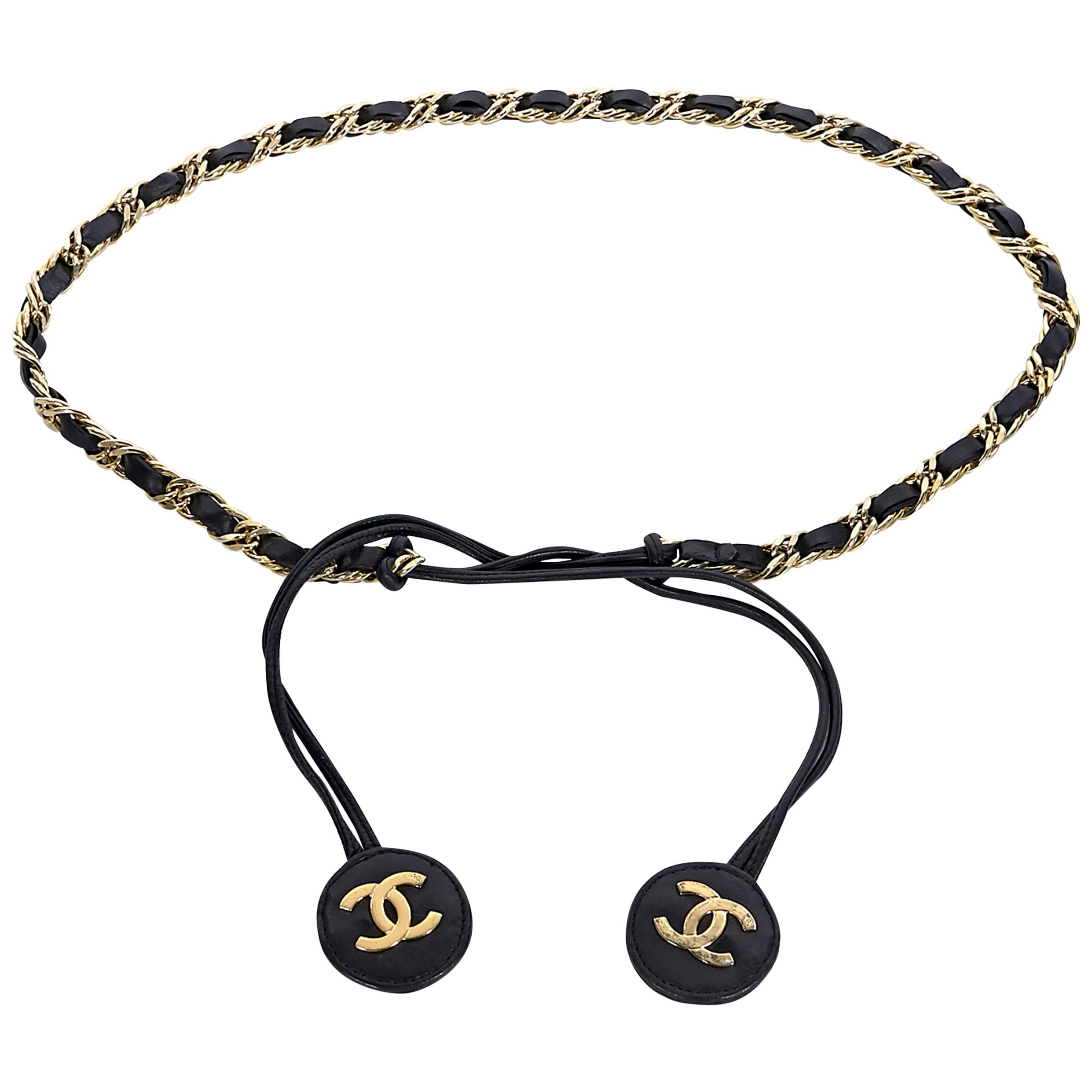 Chanel Black & Gold Woven Chain Belt