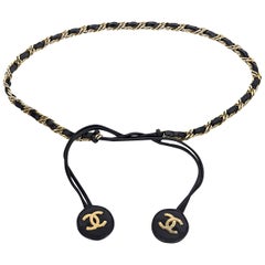 Chanel Black & Gold Woven Chain Belt