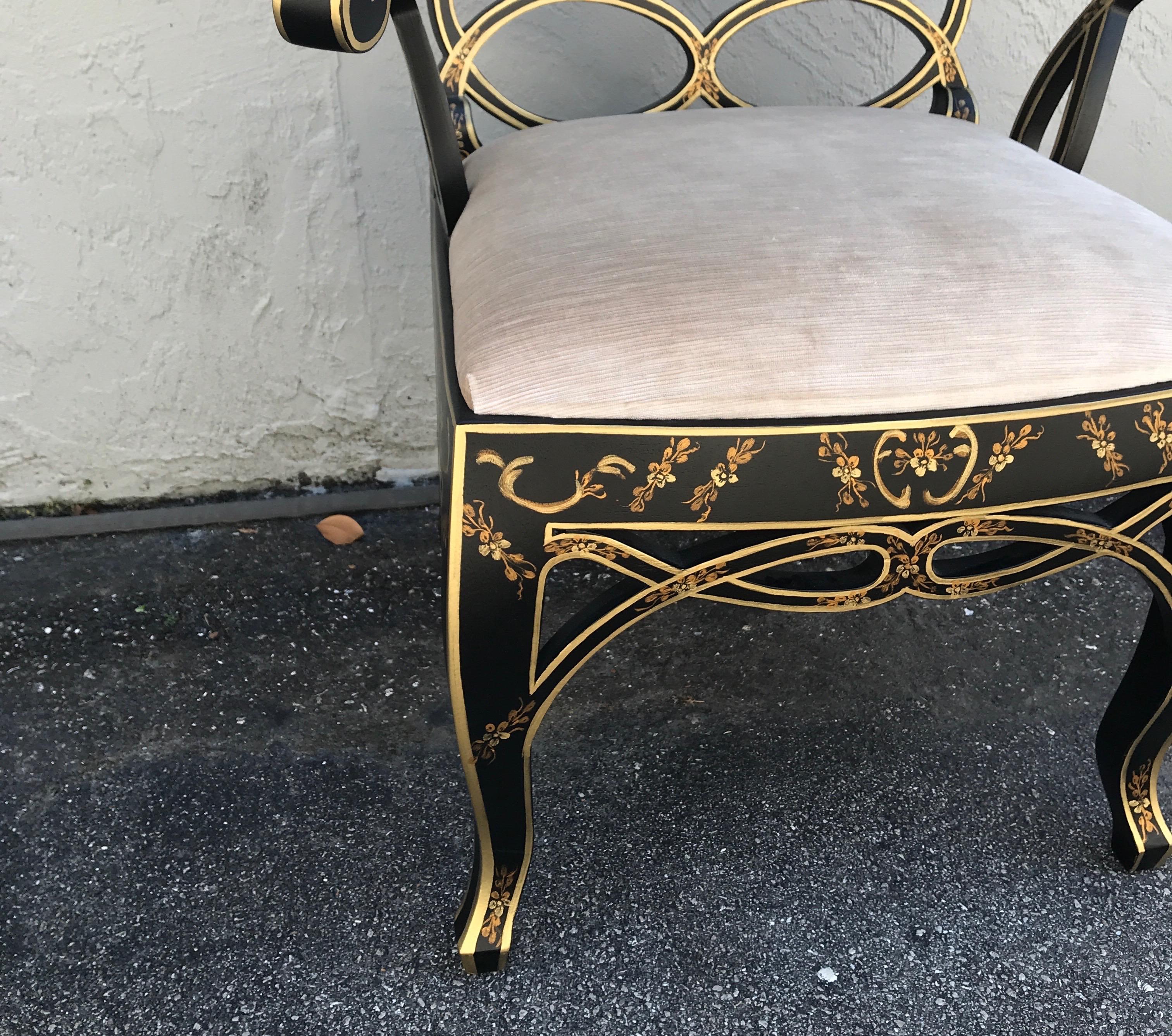 Black & Gold Chinoiserie Armchair 10