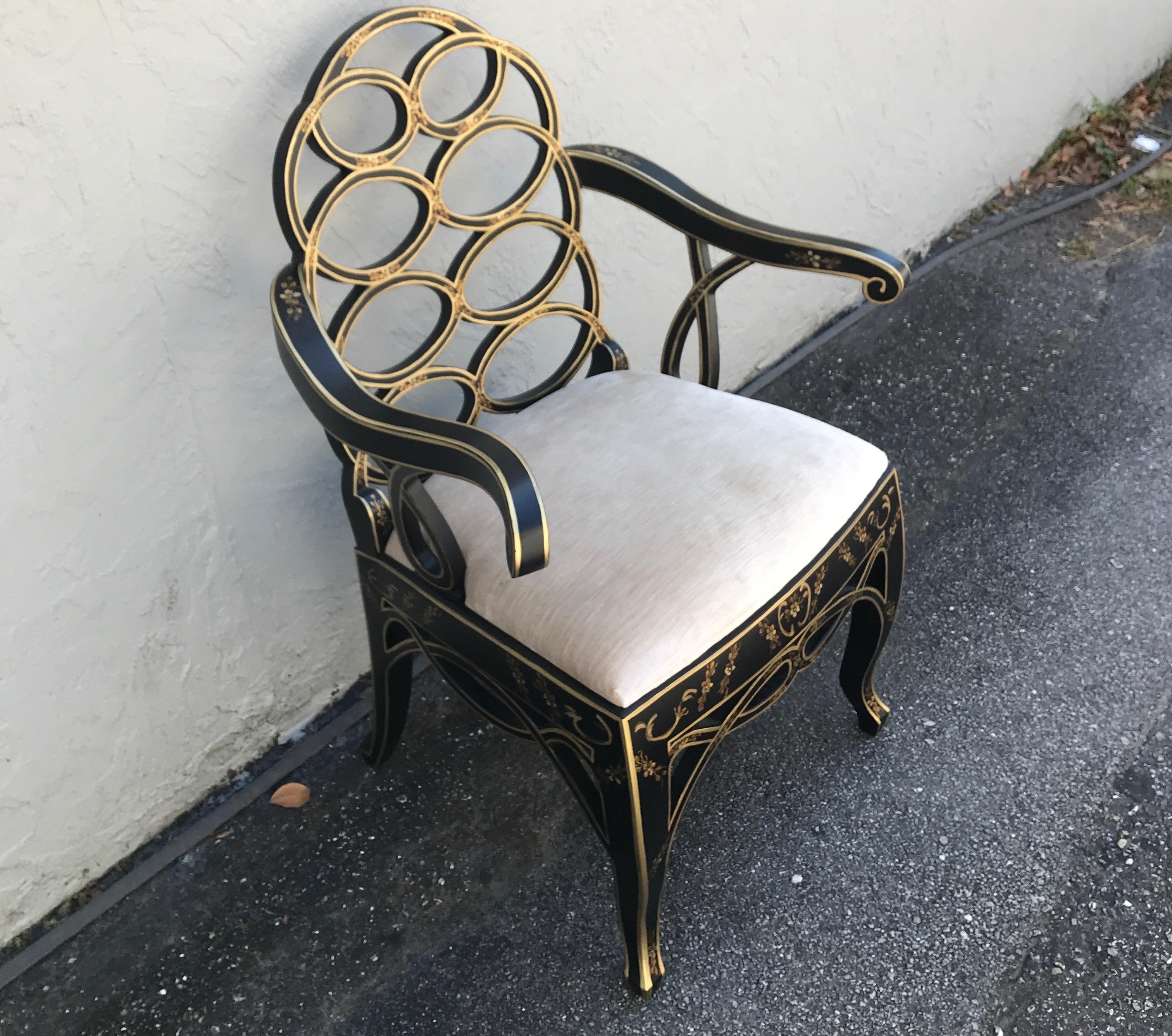 Black & Gold Chinoiserie Armchair 11