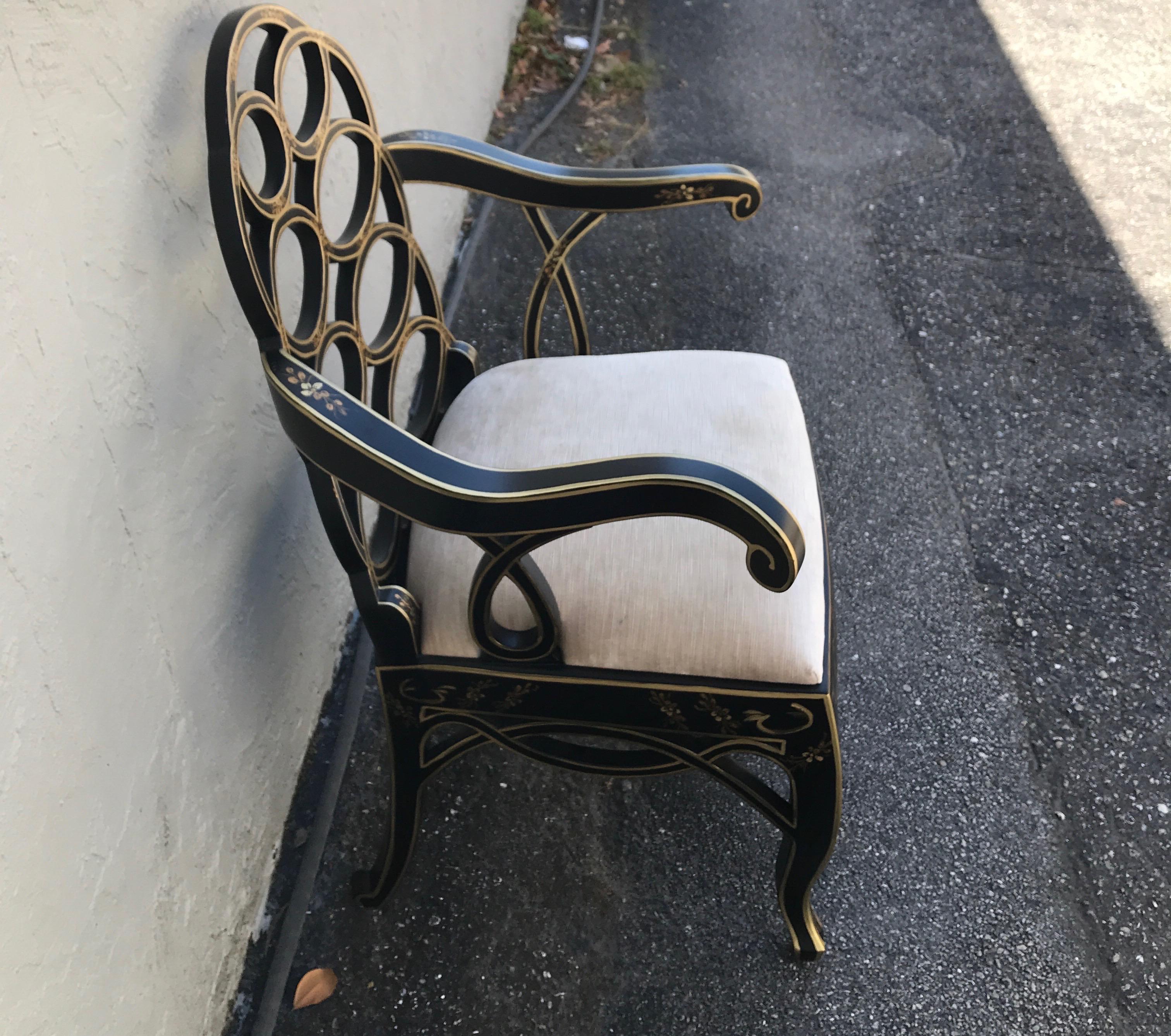 Black & Gold Chinoiserie Armchair 12