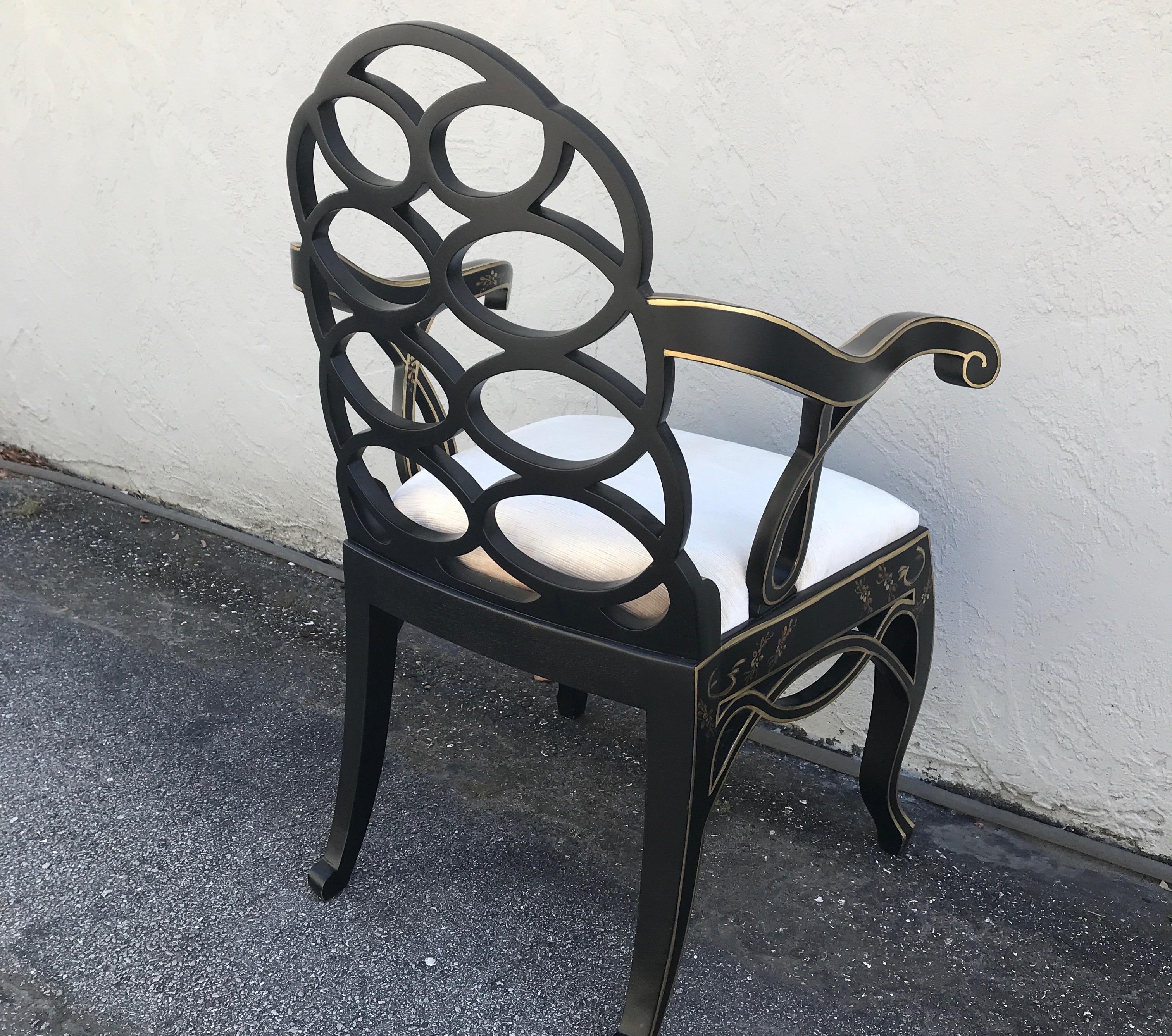 Black & Gold Chinoiserie Armchair 14