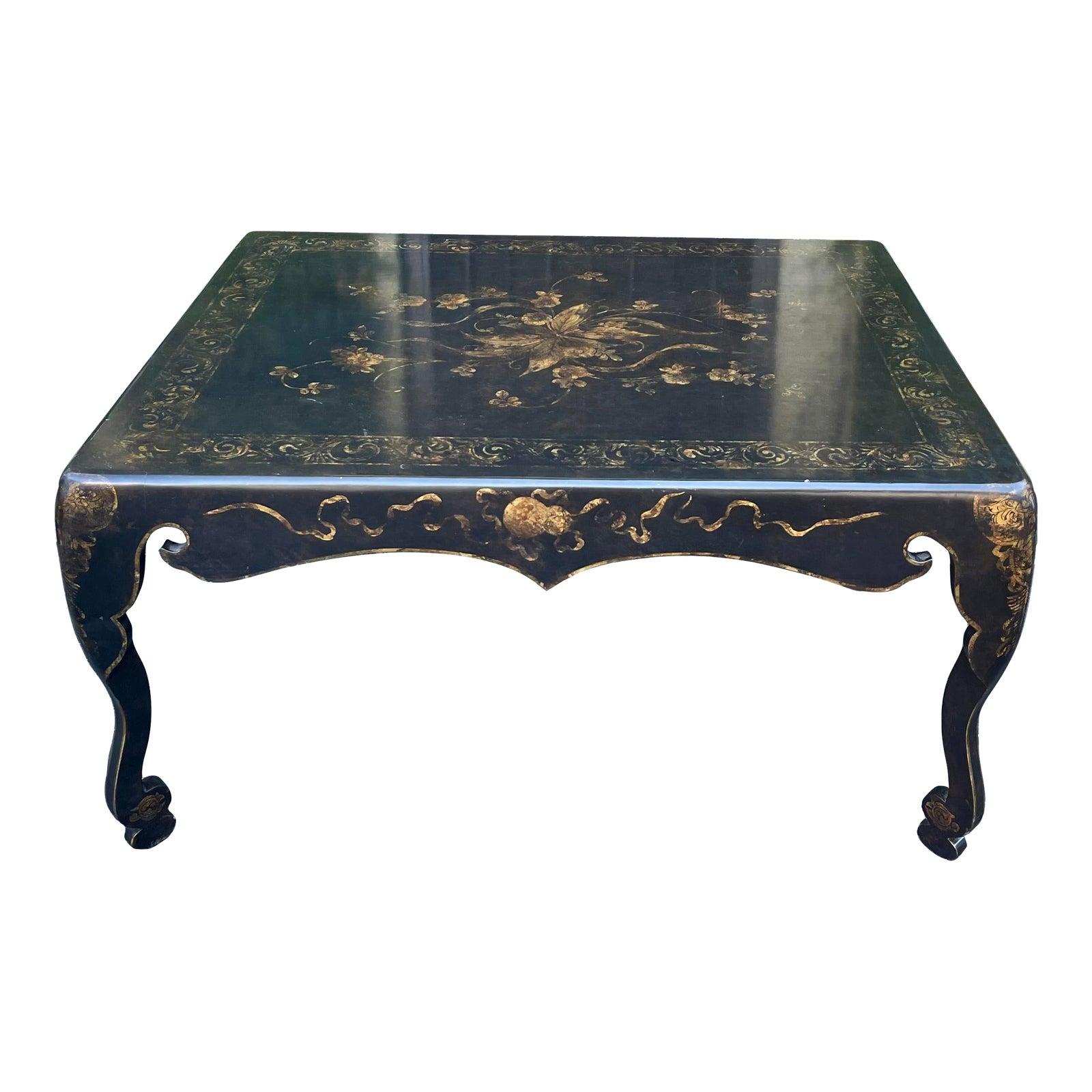 Black & Gold Chinoiserie cocktail coffee cocktail or tea table.