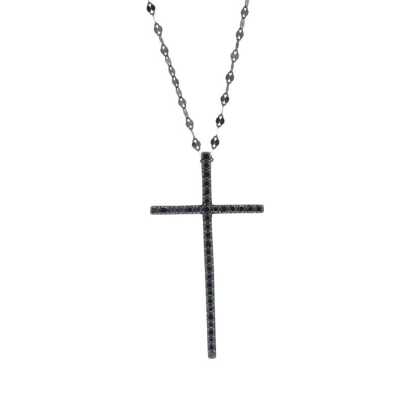 Metal Content: 14k Black Rhodium

Stone Information

Natural Diamonds
Treatment: Color Enhanced
Carat(s): .35ctw
Cut: Round Brilliant
Color: Black

Total Carats: .35ctw

Chain Style: Sequin
Necklace Style: Chain
Fastening Type: Lobster Claw