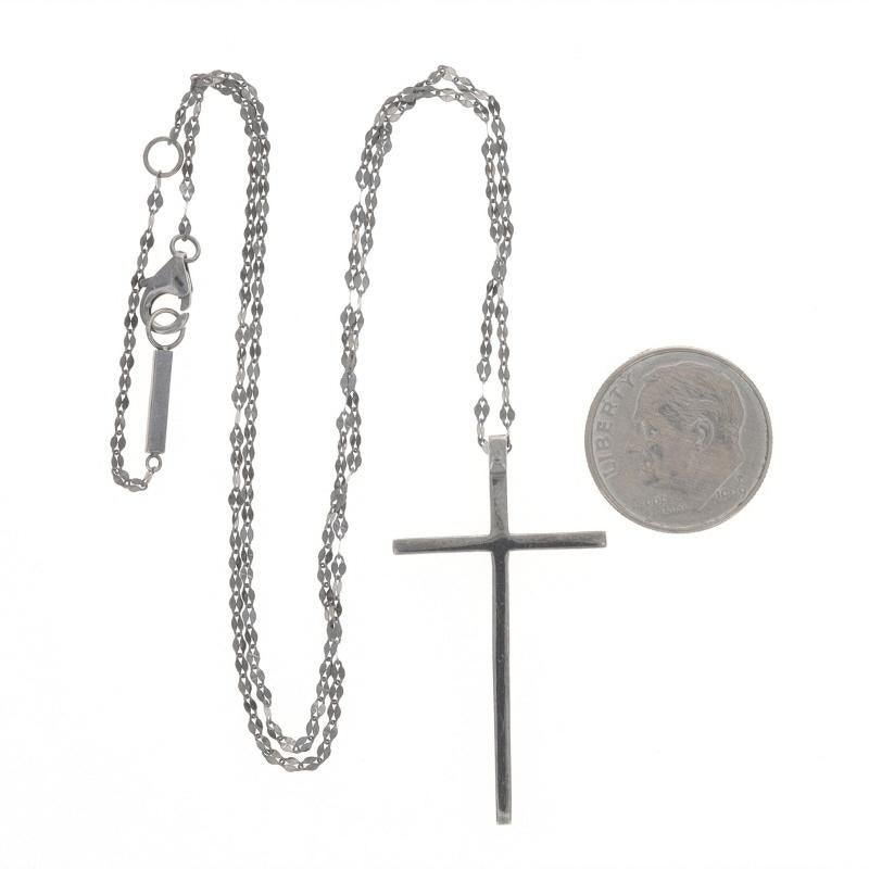 Black Gold Diamond Cross Pendant Necklace 14k Round Brilliant .35ctw Rosary In Excellent Condition For Sale In Greensboro, NC