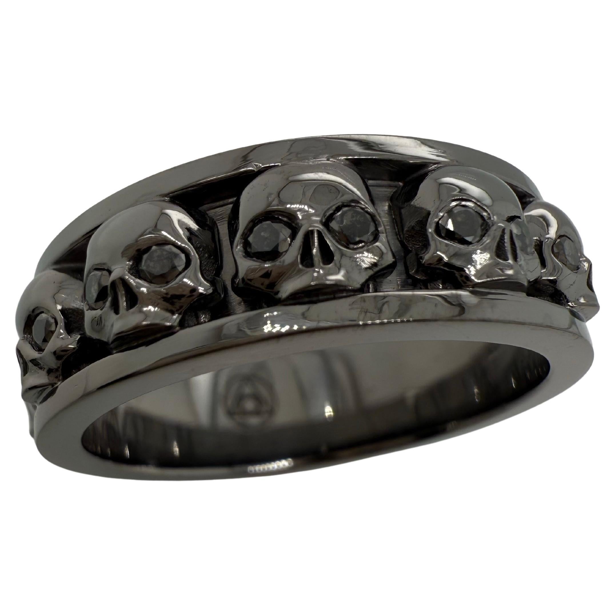 Bague or noir diamant bague tête de mort or 18KT taille 9