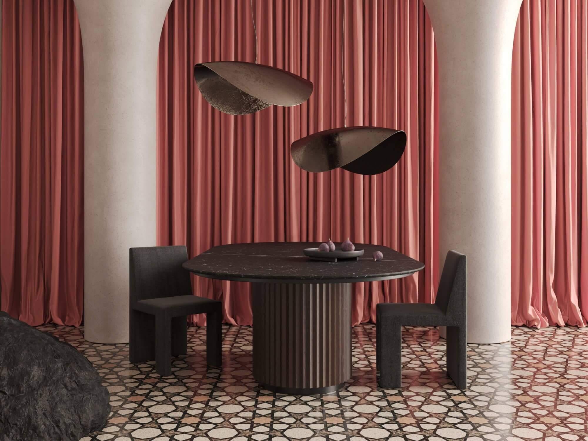 Marbre Table de salle à manger Eternel XL en or noir par Milla & Milli en vente