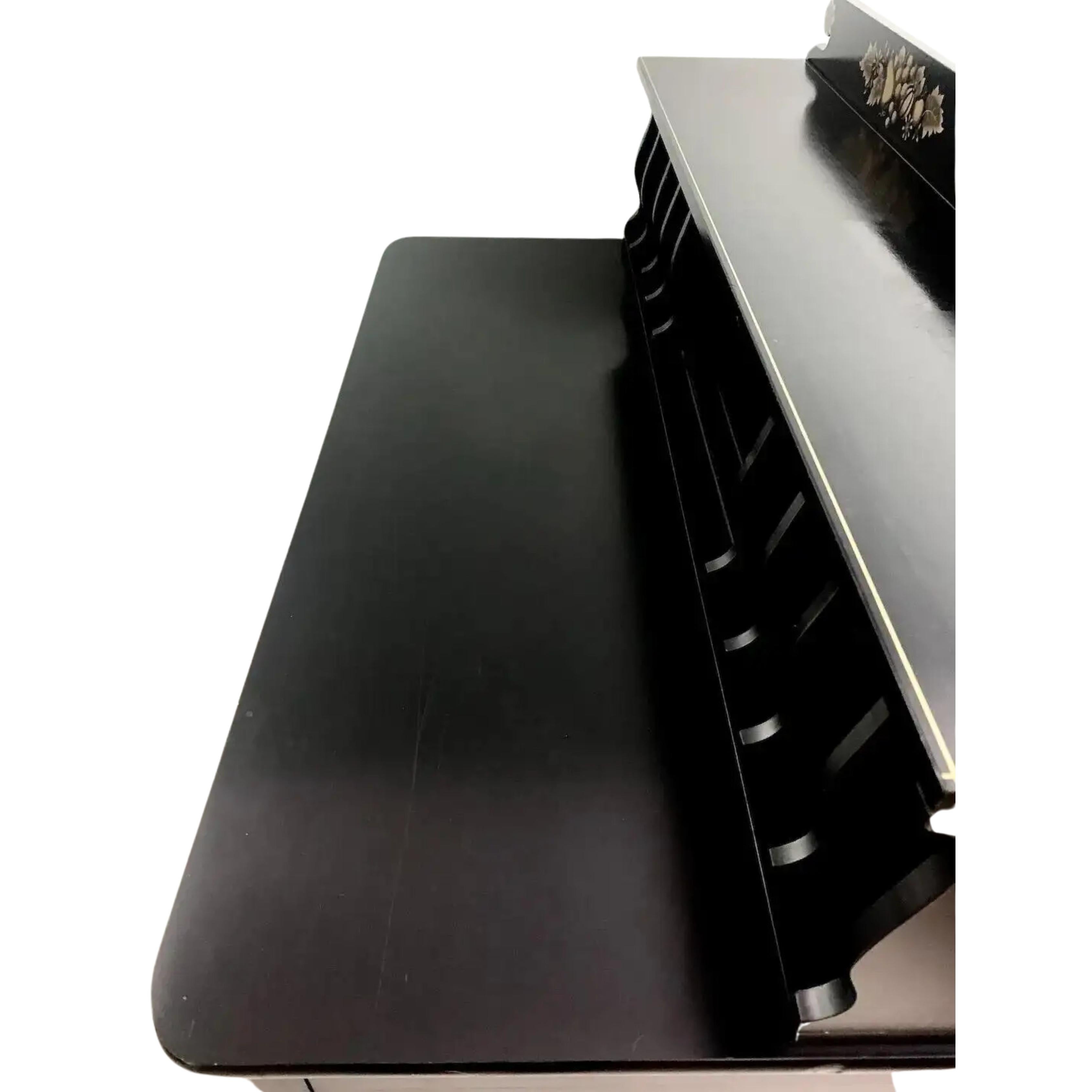 American Black & Gold Hitchcock Style Secretary Desk & Chair - 2pc Set For Sale