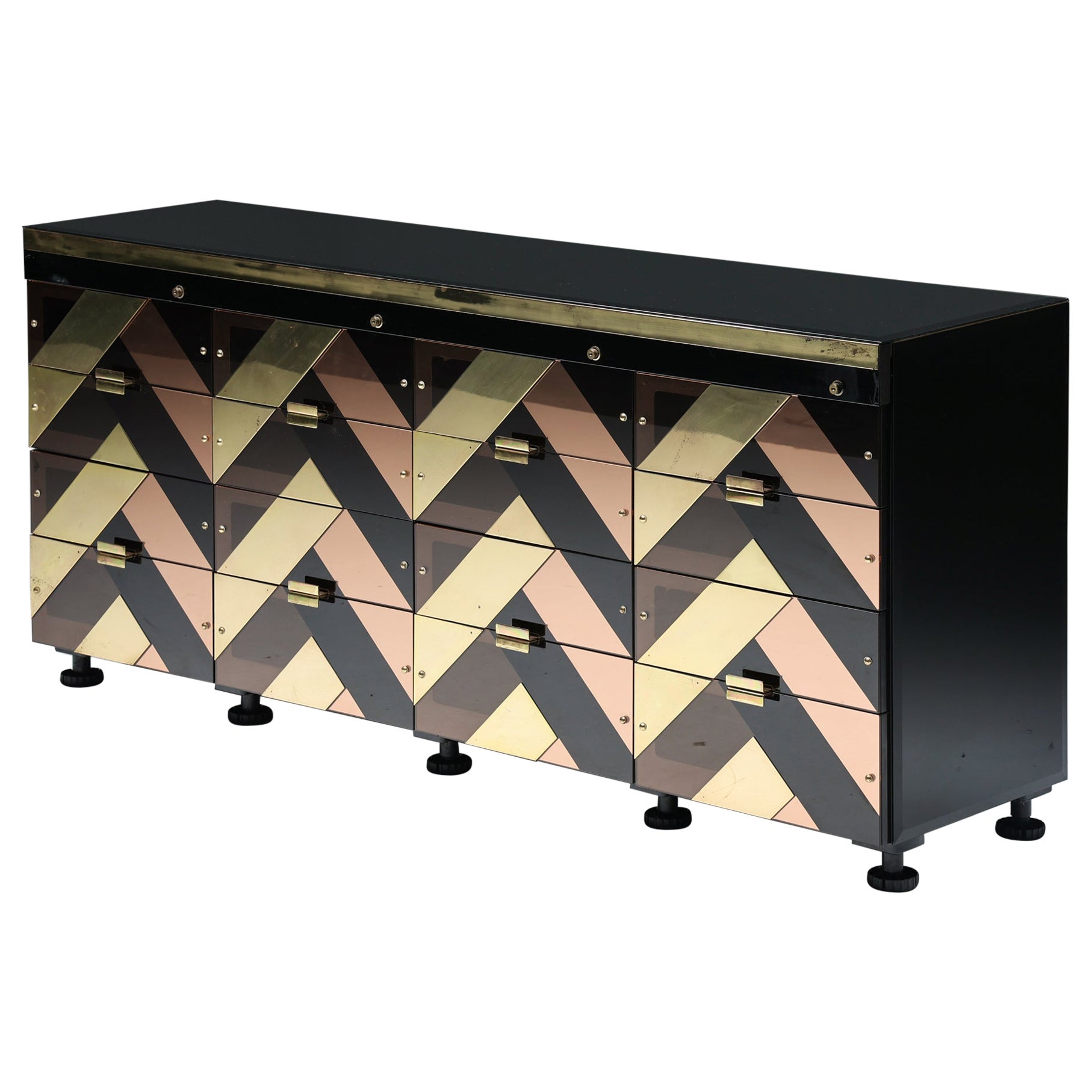 Hollywood-Regency-Sideboard in Schwarz und Gold, 2000er-Jahre