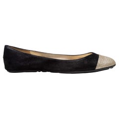 Black & Gold Jimmy Choo Cap-Toe Ballet Flats