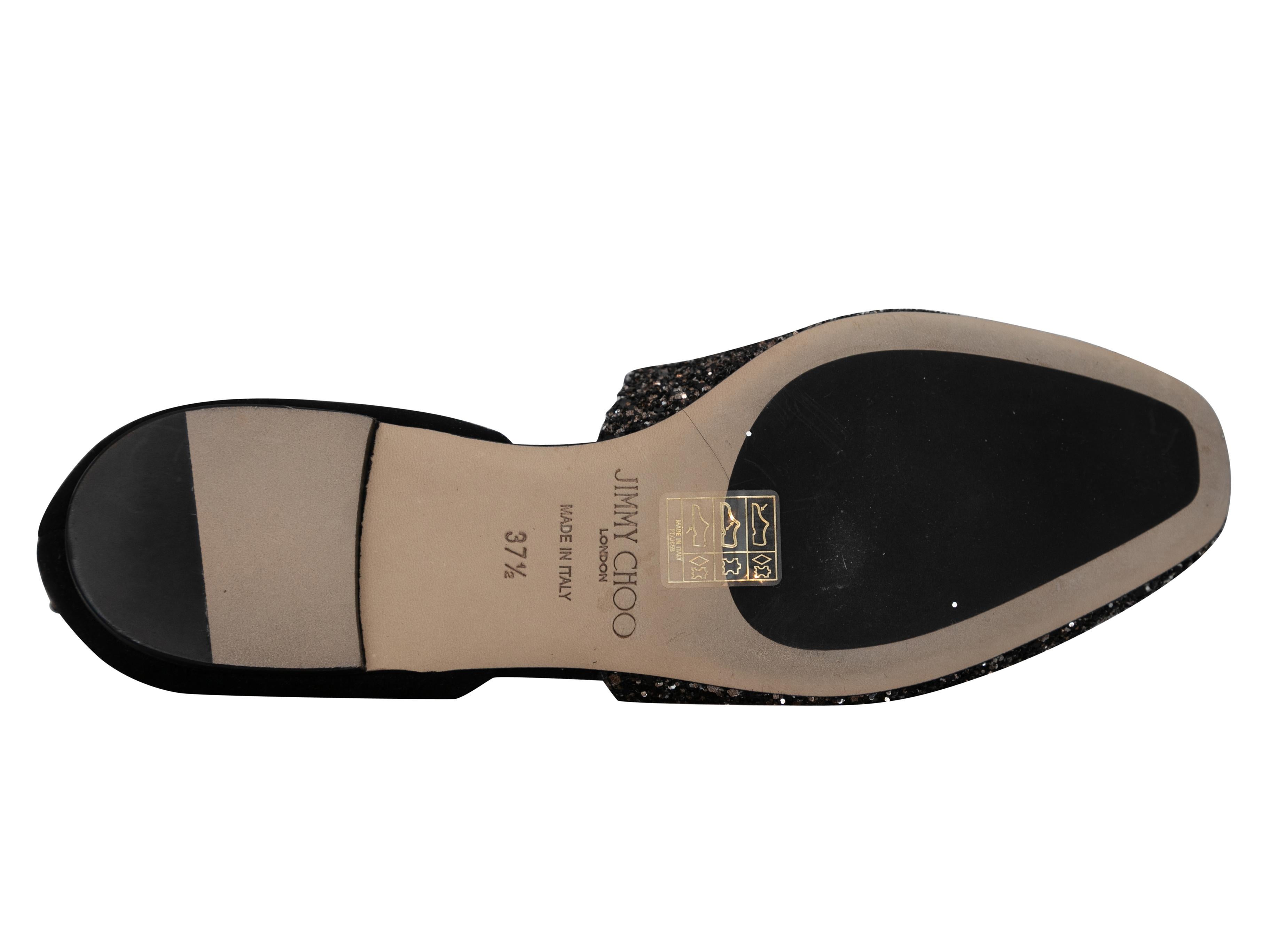 Black & Gold Jimmy Choo Suede & Glitter d'Orsay Flats Size 37.5 1