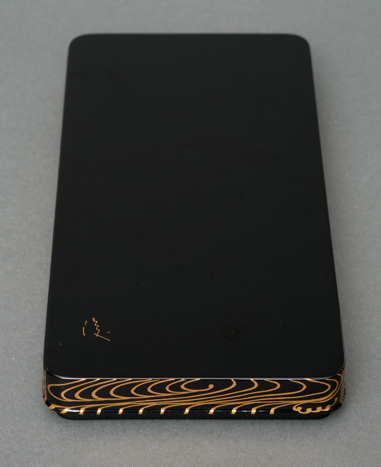 Japanese Lacquer Suzuribako 硯箱 'Writing Box' by Hattori Toshio 服部俊夫 '1943' For Sale 9