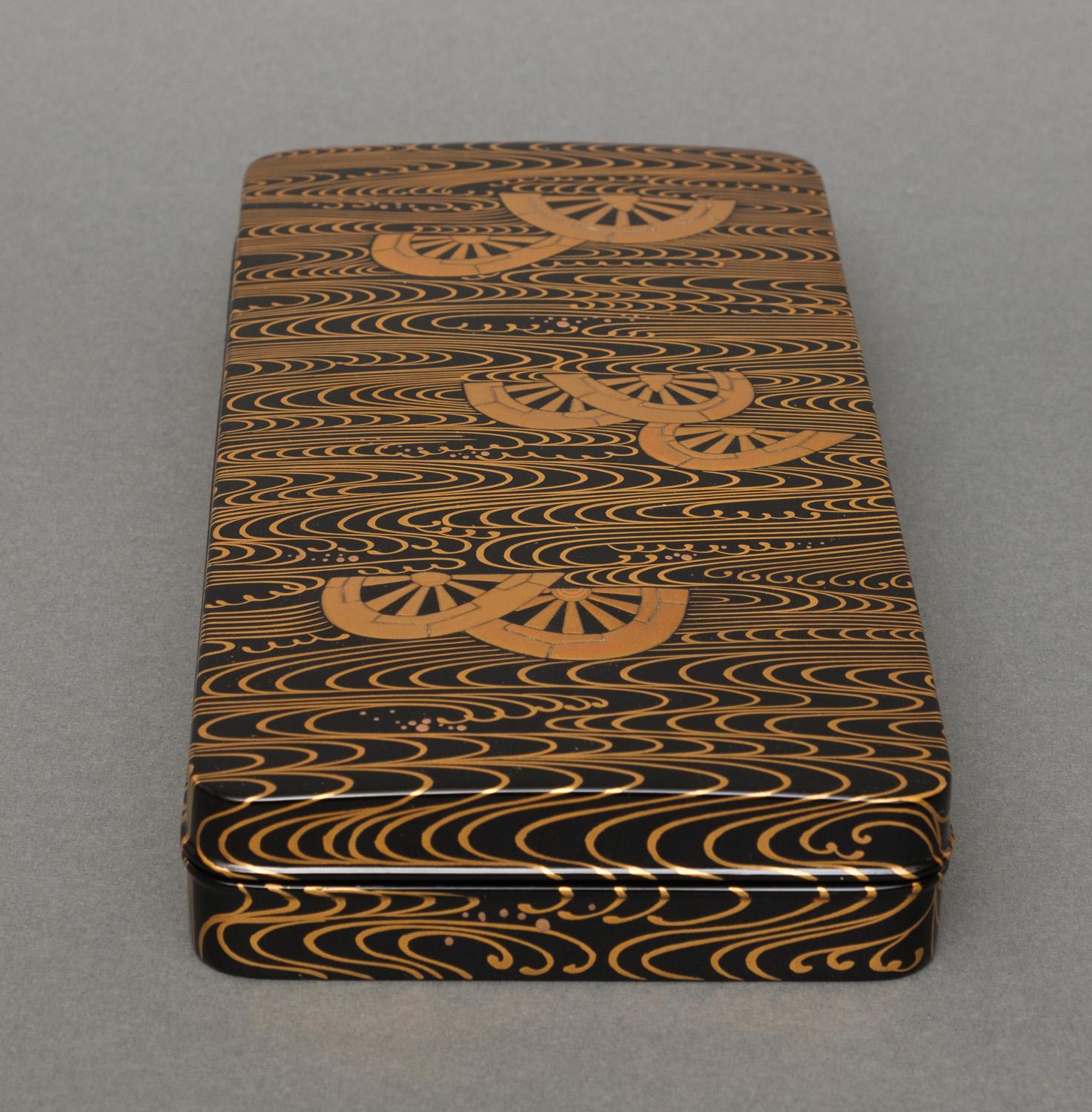 Japanese Lacquer Suzuribako 硯箱 'Writing Box' by Hattori Toshio 服部俊夫 '1943' For Sale 1