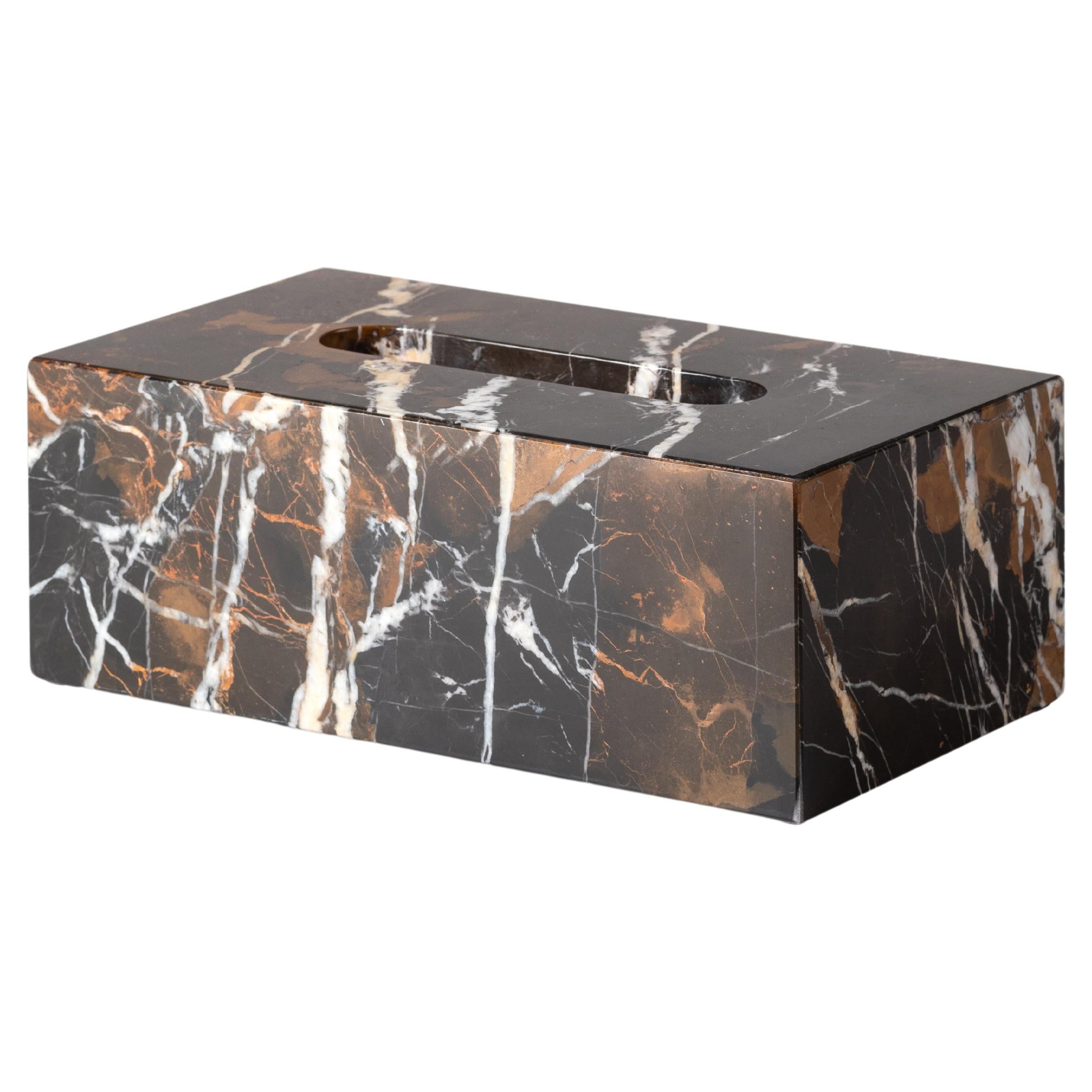 Black & Gold Marble Rectangular Tissue Box For Sale