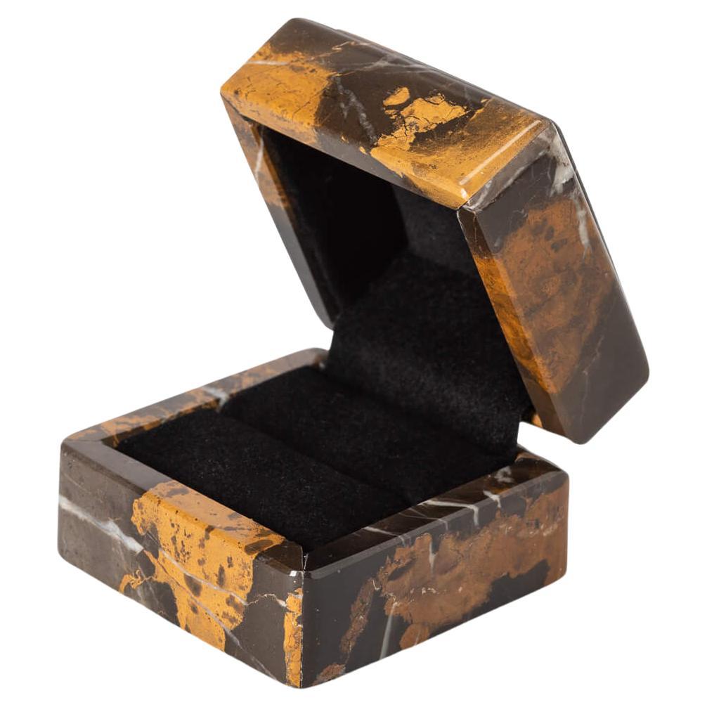 Black & Gold Marble Ring Box For Sale