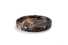 Black & Gold Marble Round Tray