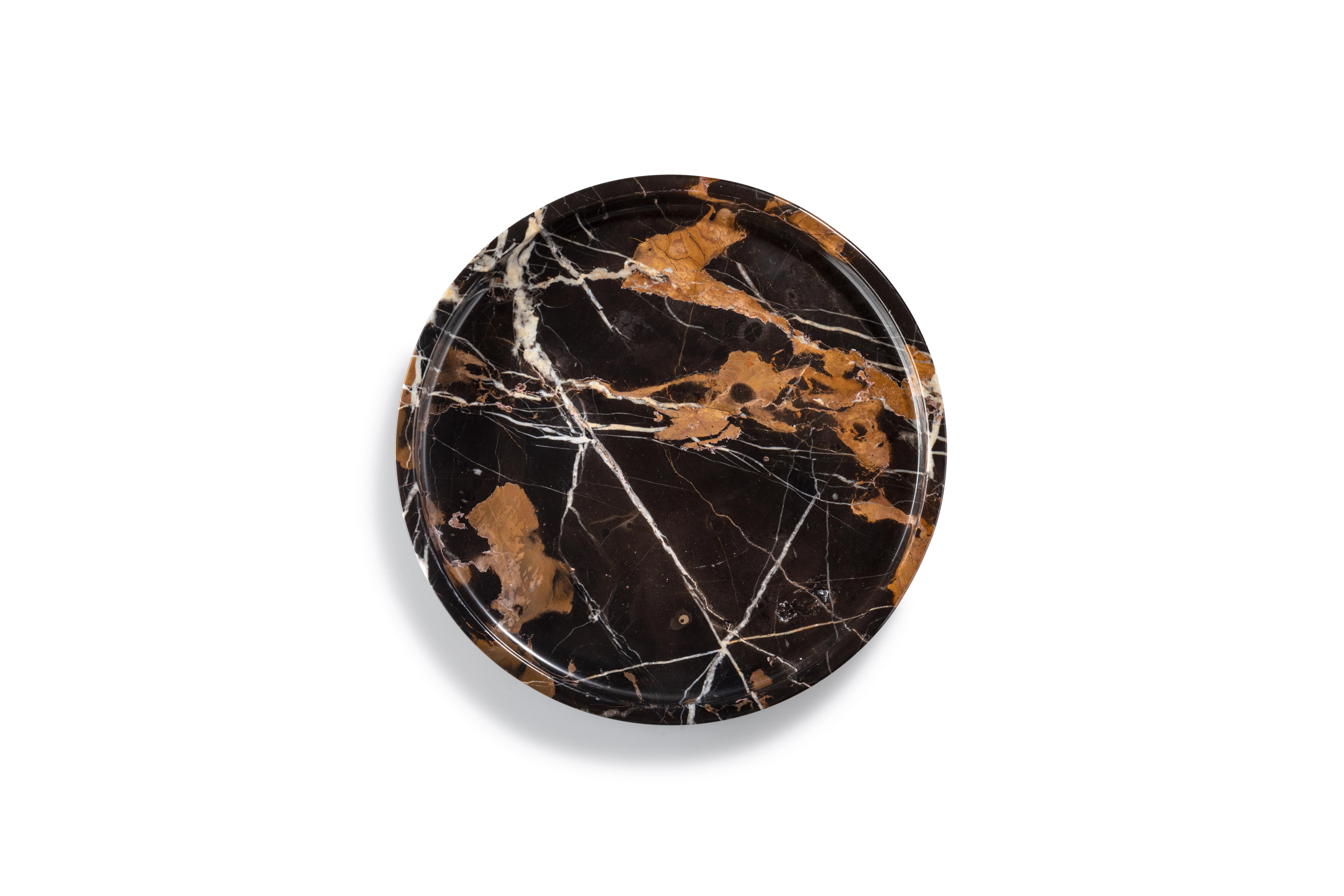 European Black & Gold Marble Round Tray
