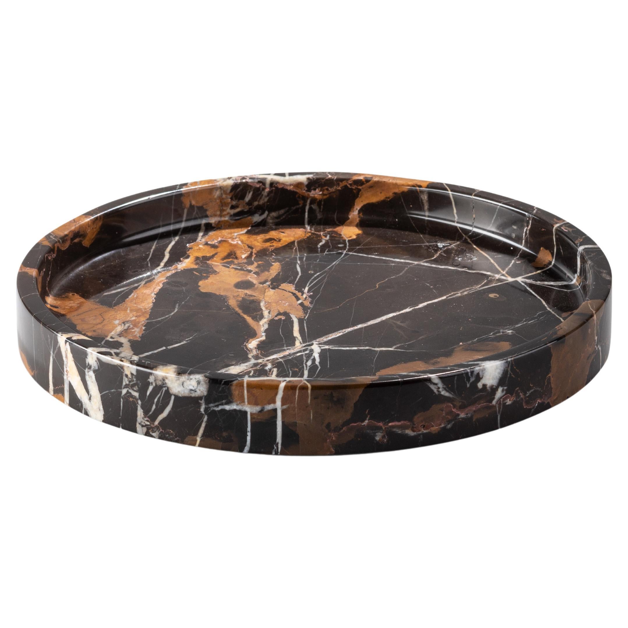 Black & Gold Marble Round Tray