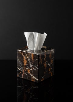 Black & Gold Marble Square Tissue Box