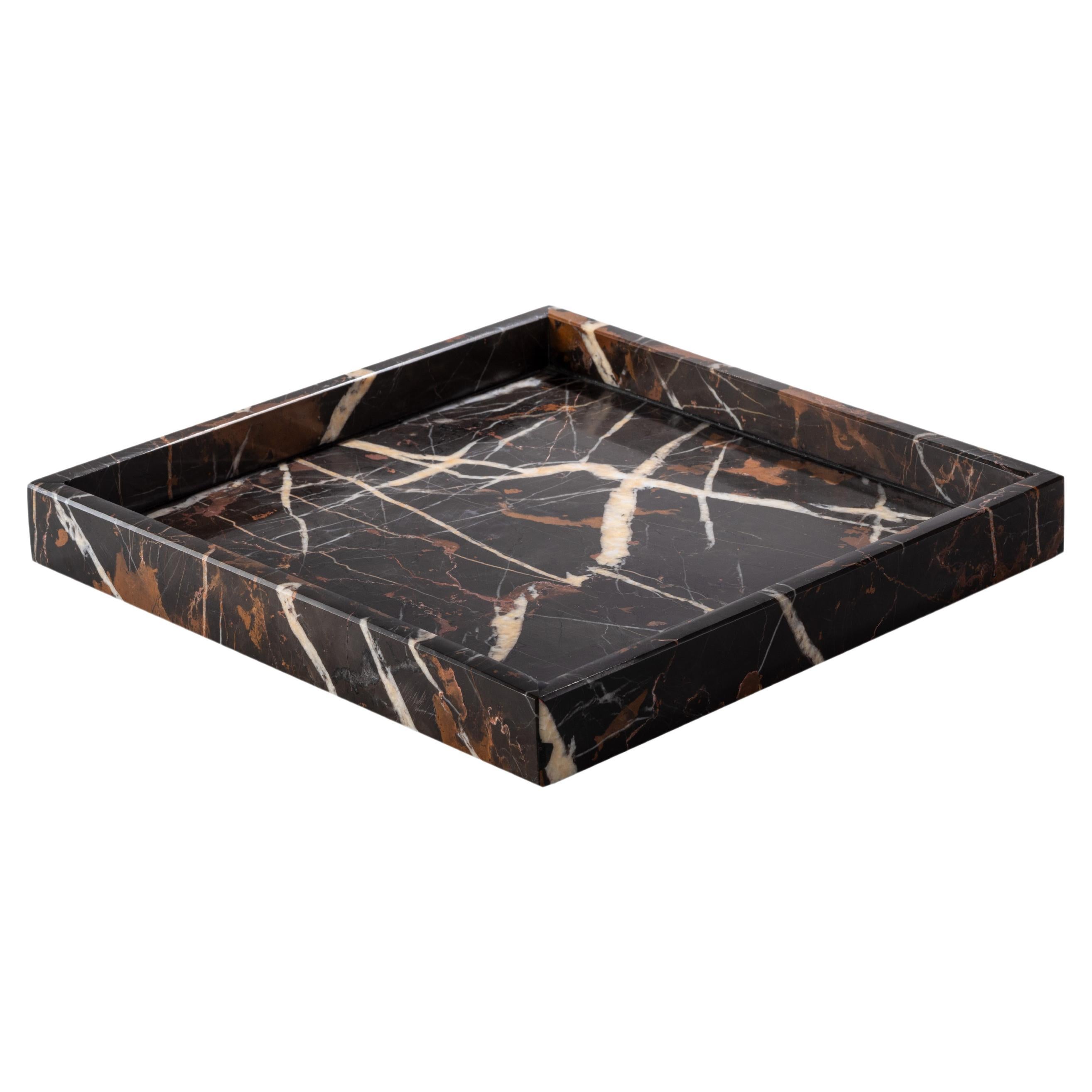Black & Gold Marble Square Tray
