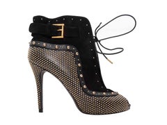 Nero e oro McQ Alexander McQueen con borchie e stivaletti Peep-Toe Taglia 39