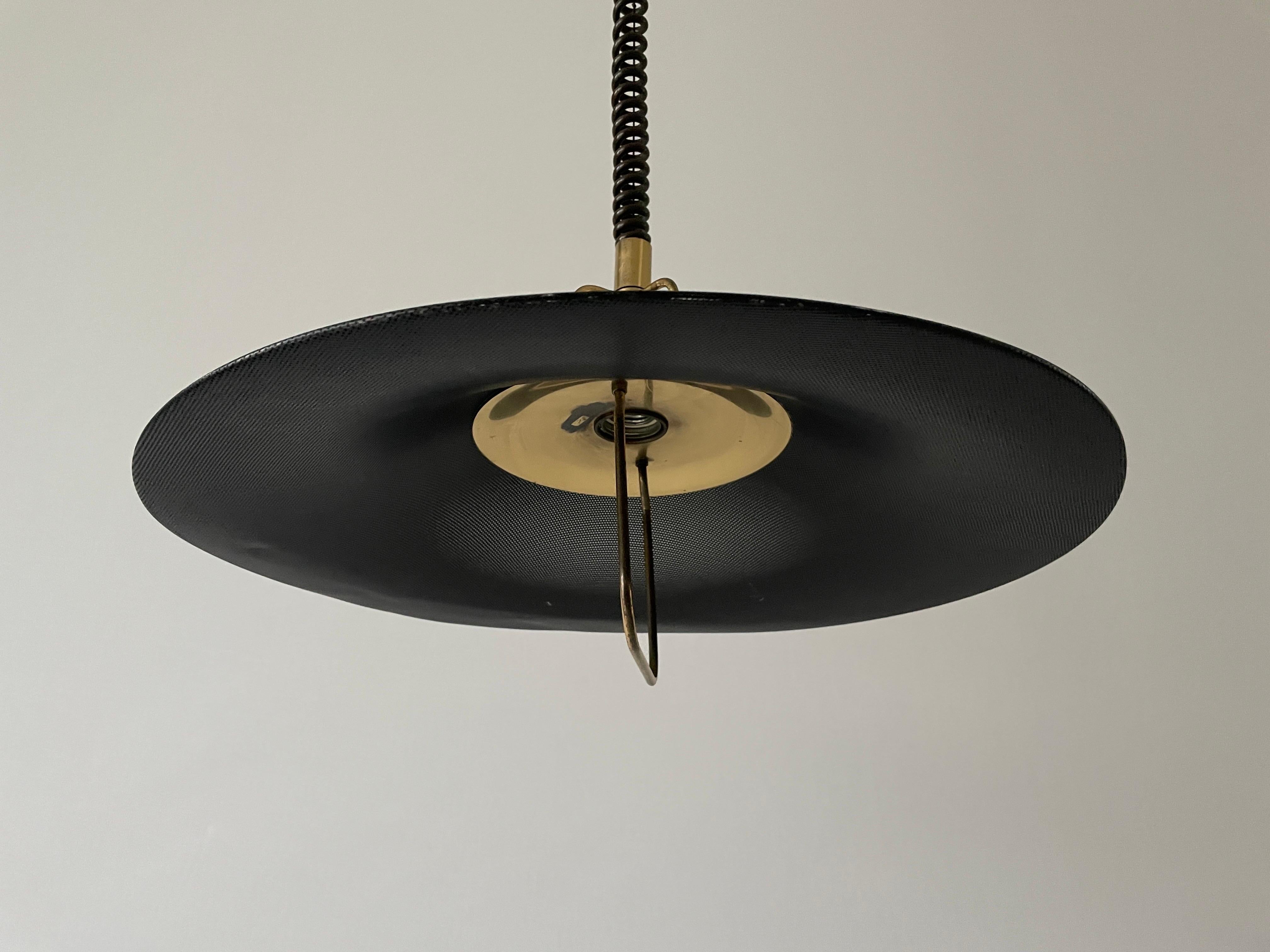 Mid-Century Modern Black-Gold Metal Adjustable Pendant Lamp by Cosack, 1970s, Germany For Sale