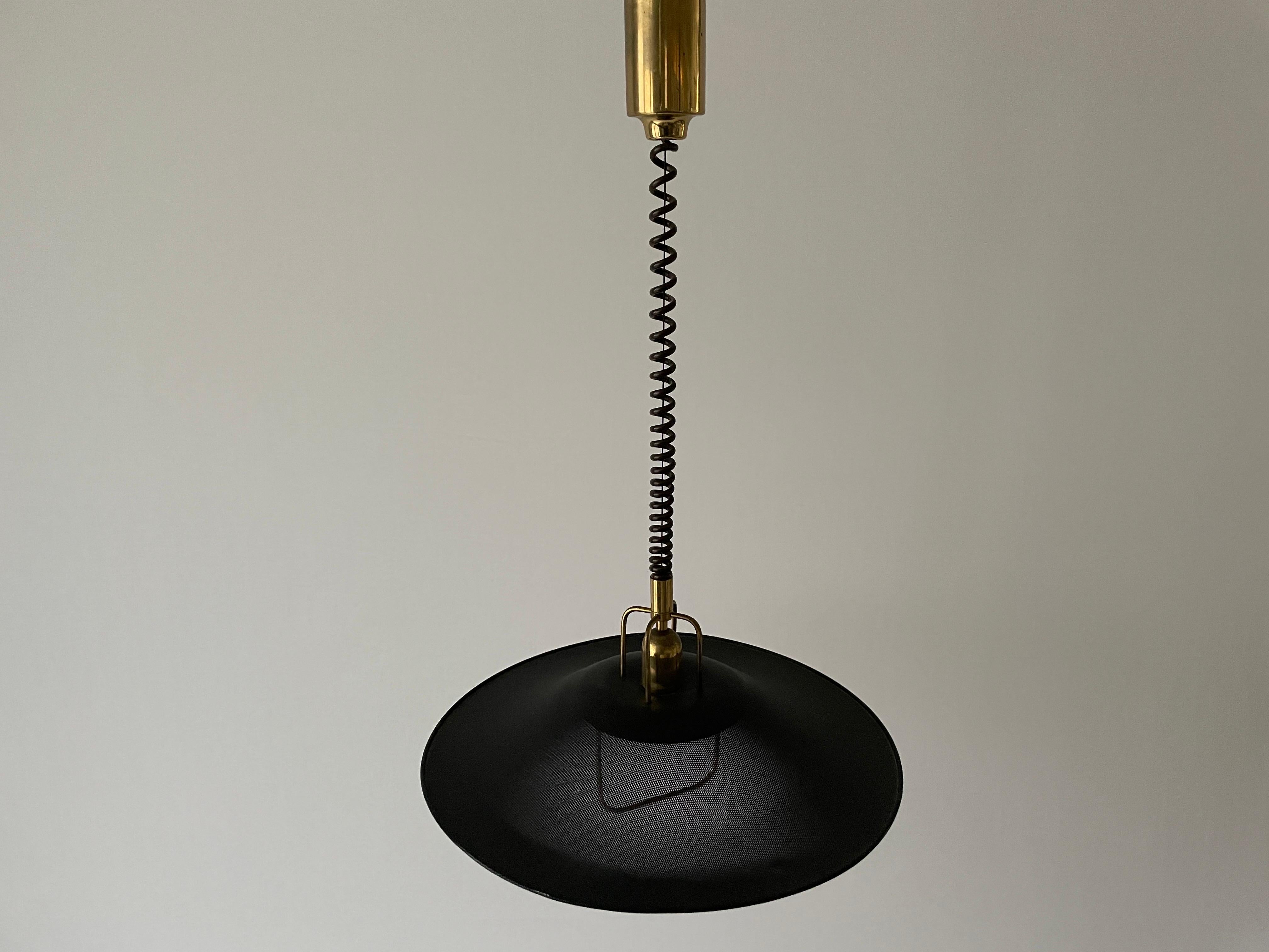 Fin du 20e siècle Lampe suspendue réglable en métal noir et doré par Cosack, années 1970, Allemagne en vente