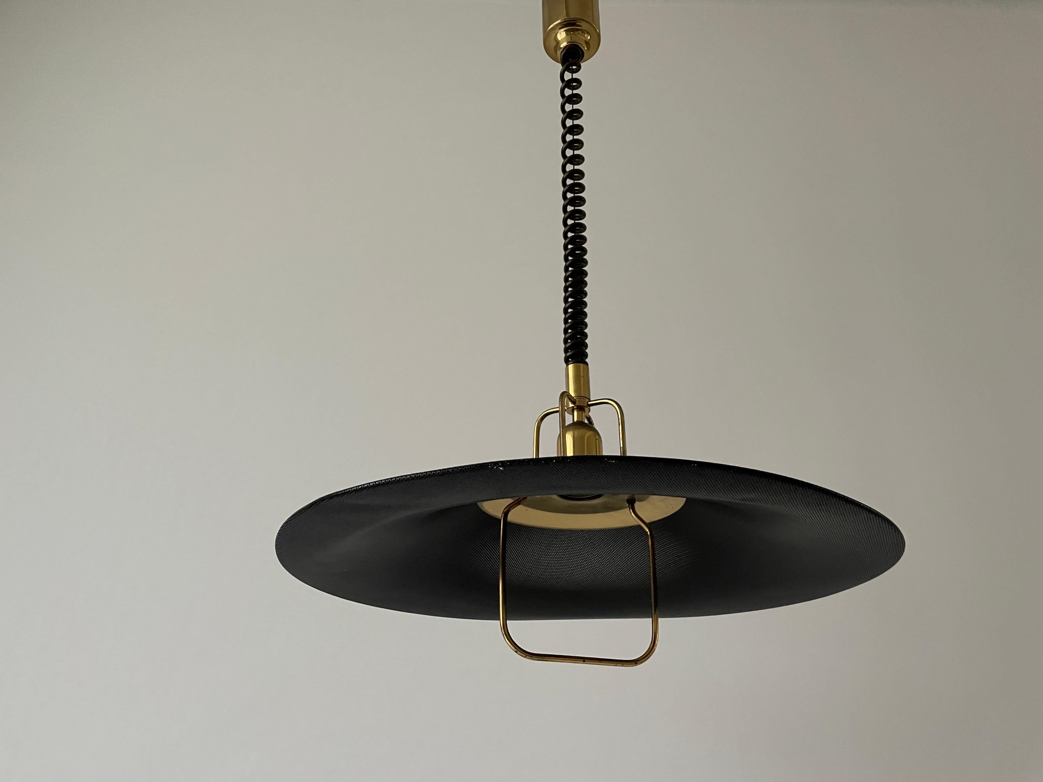 Black-Gold Metal Adjustable Pendant Lamp by Cosack, 1970s, Germany For Sale 2