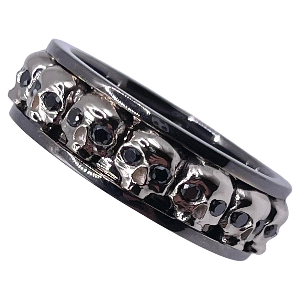 Bague Or Noir Bague Diamant Homme Bague Crânes Bague Or Homme 18KT en vente