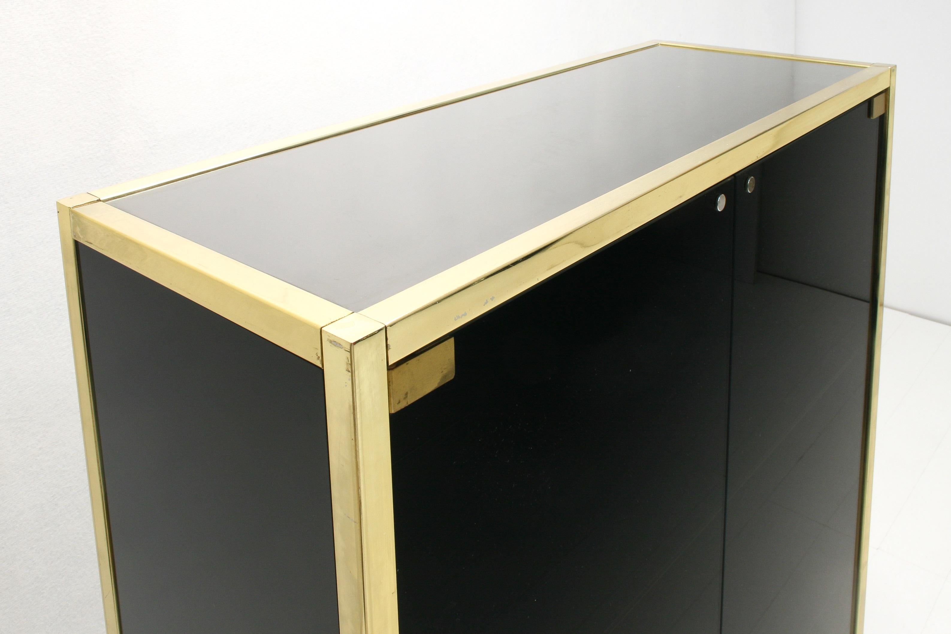 Black & Gold Shelving Highboard Cabinet, 1970s For Sale 3