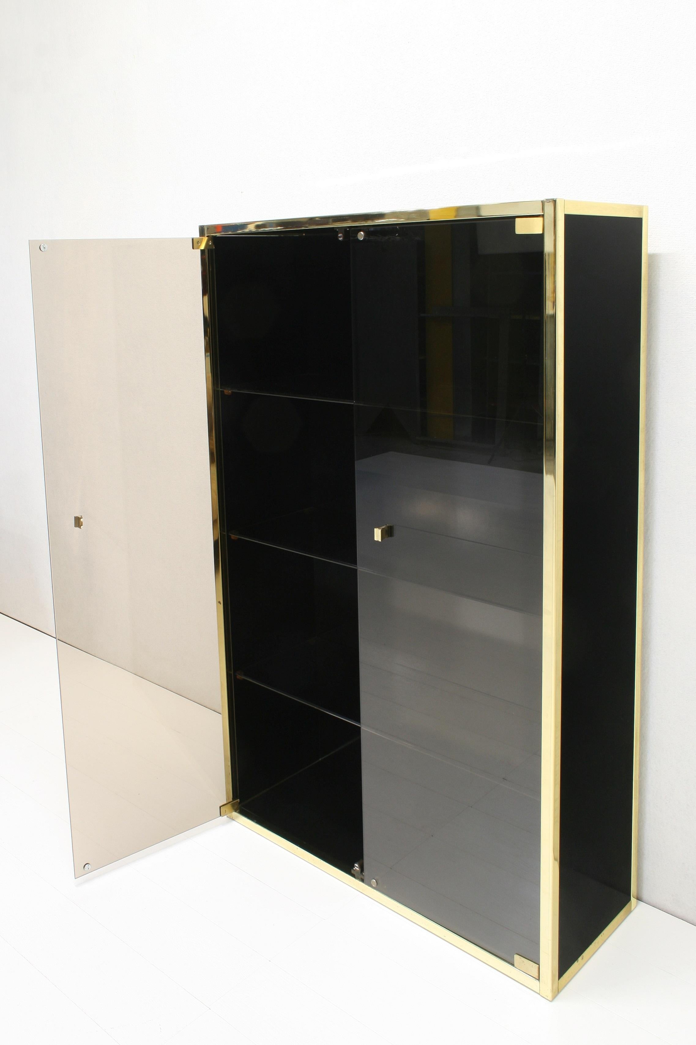20th Century Black & Gold Shelving Highboard Cabinet, 1970s For Sale