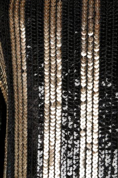 Gestreiftes Paillettenkleid in Schwarz & Gold 1960er Jahre