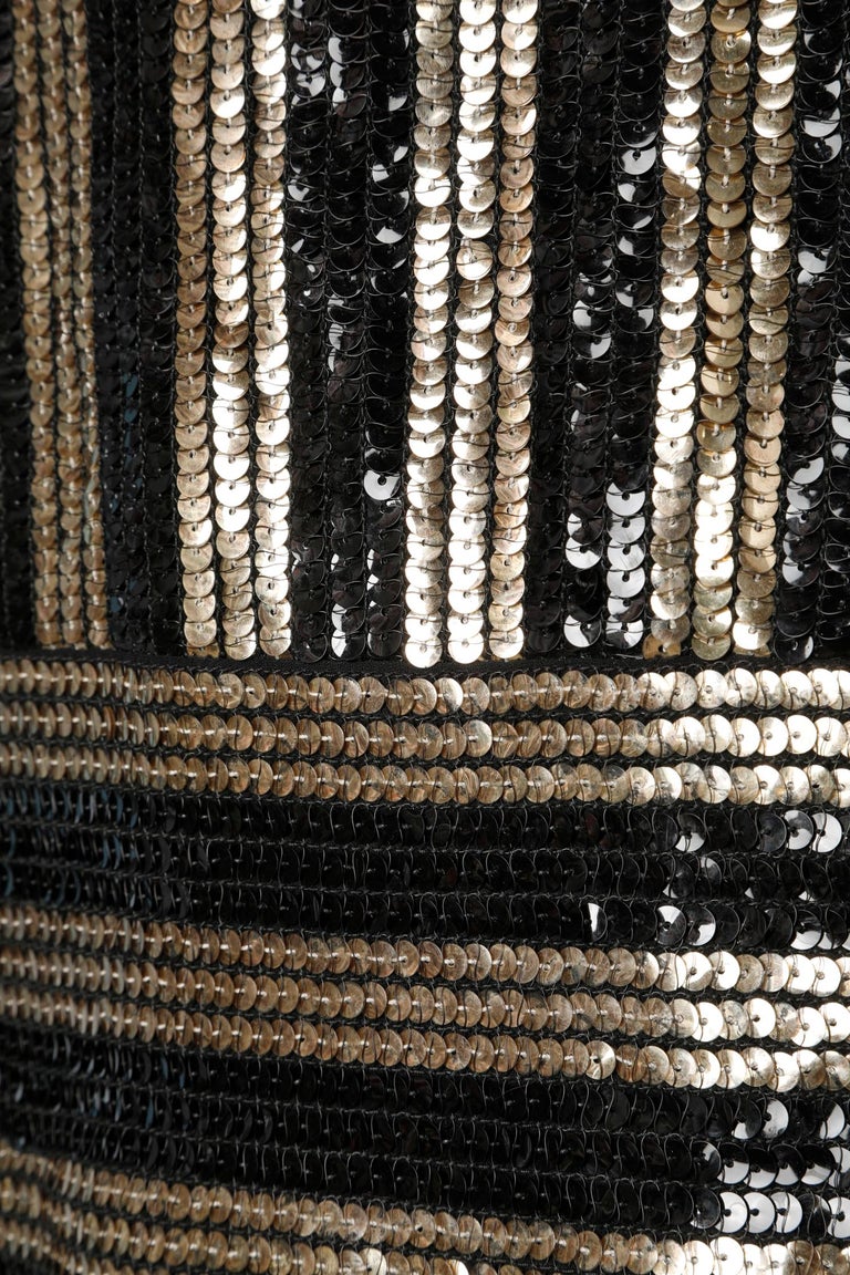 Black and Gold Striped sequin dress 1960's at 1stDibs