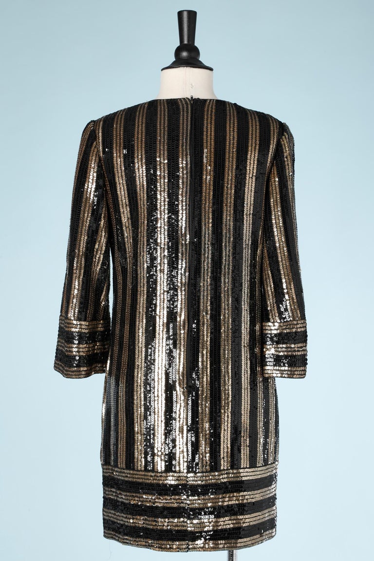 Black and Gold Striped sequin dress 1960's at 1stDibs