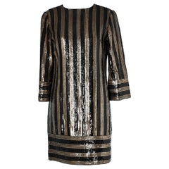 Black 
Gold Striped sequin dress 1960
s