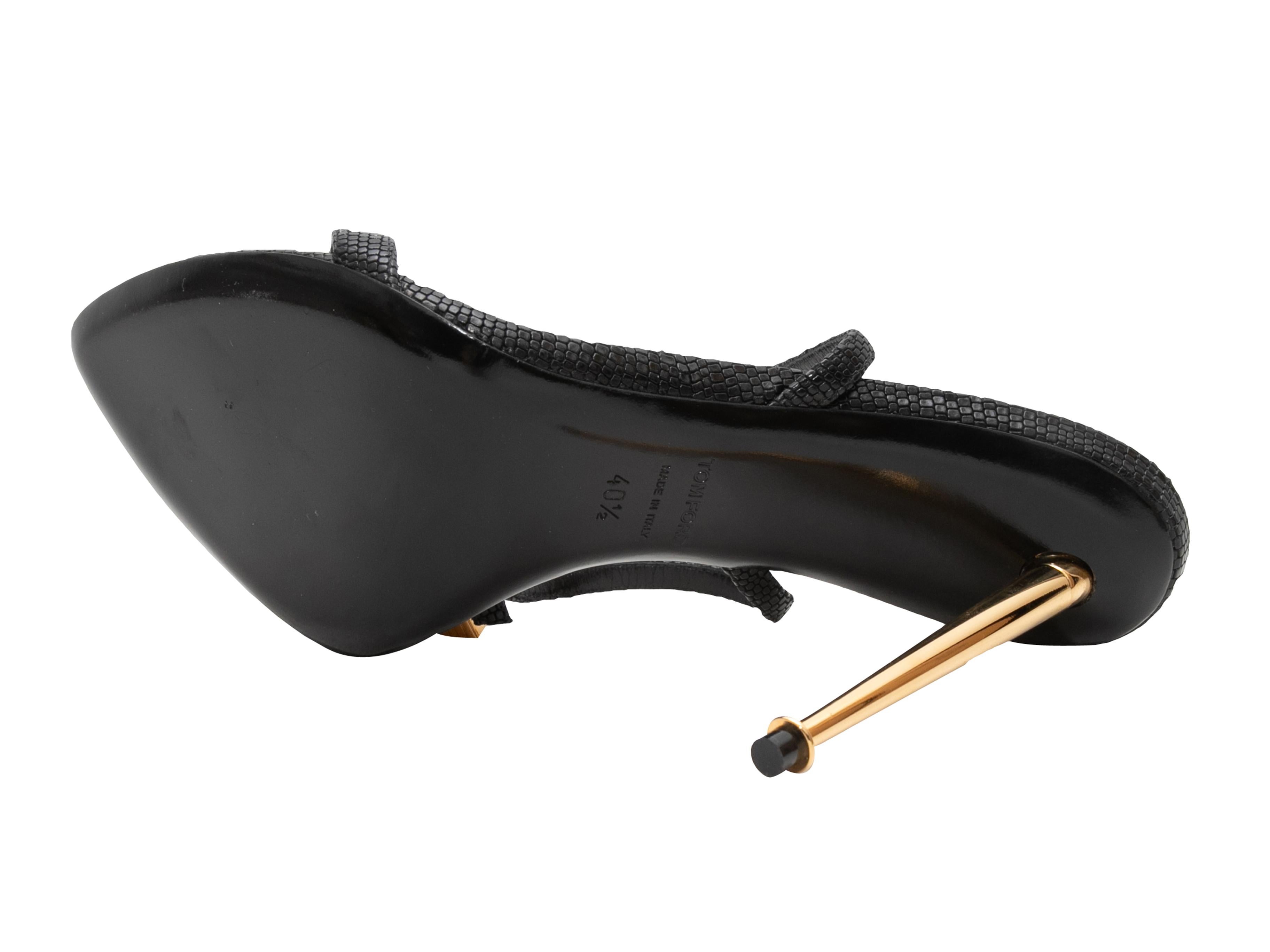 Black & Gold Tom Ford Lizard Padlock Heels Size 40.5 For Sale 1