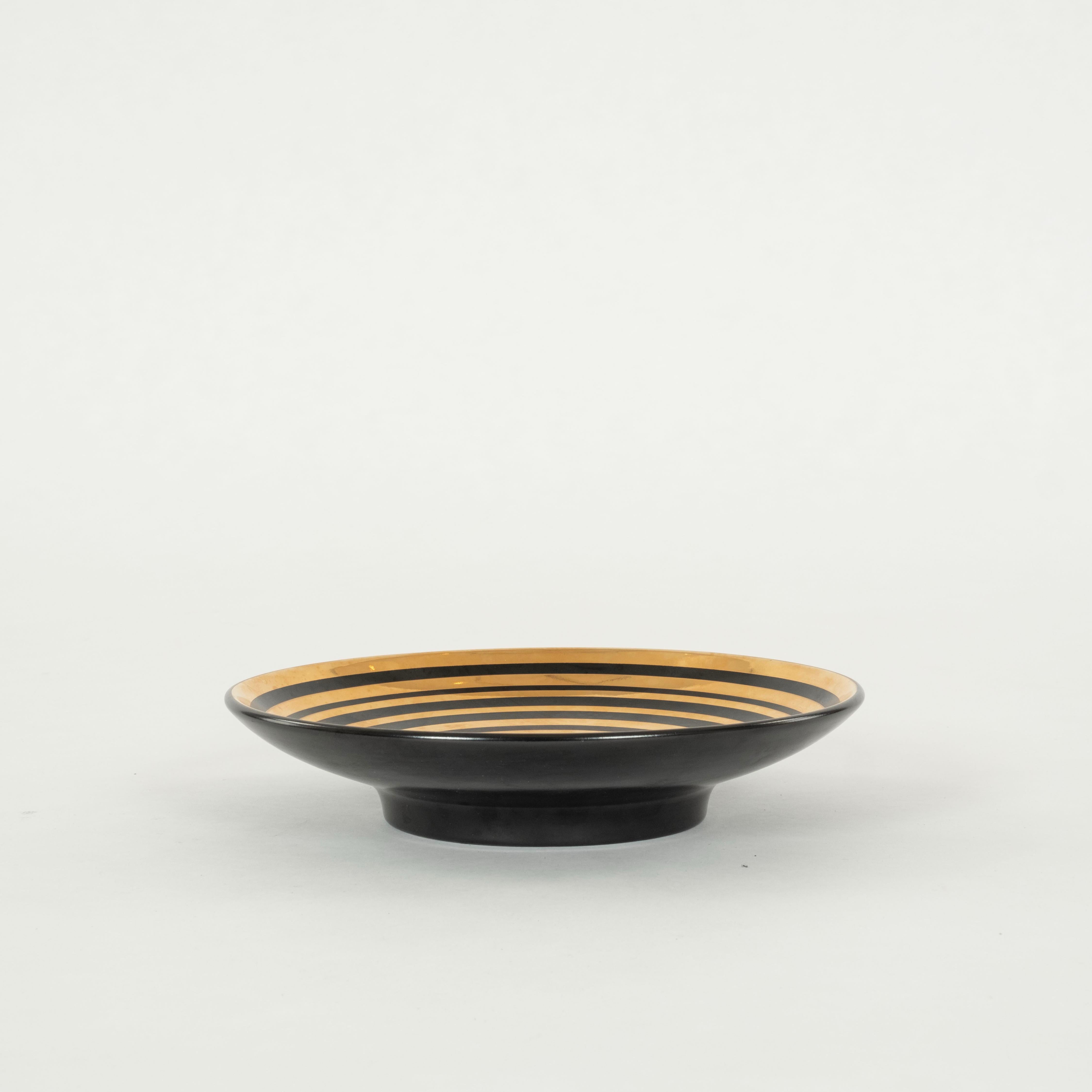 North American Black Gold Waylande Gregory Studios Shallow Dish Bowl For Sale