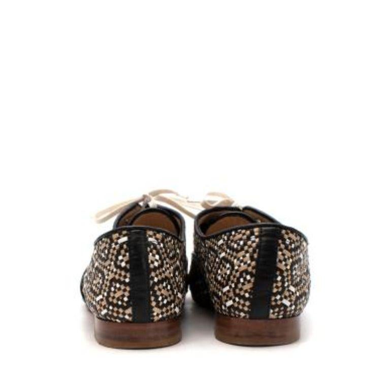 Gray Black & Gold Woven Lace-Up Shoes For Sale